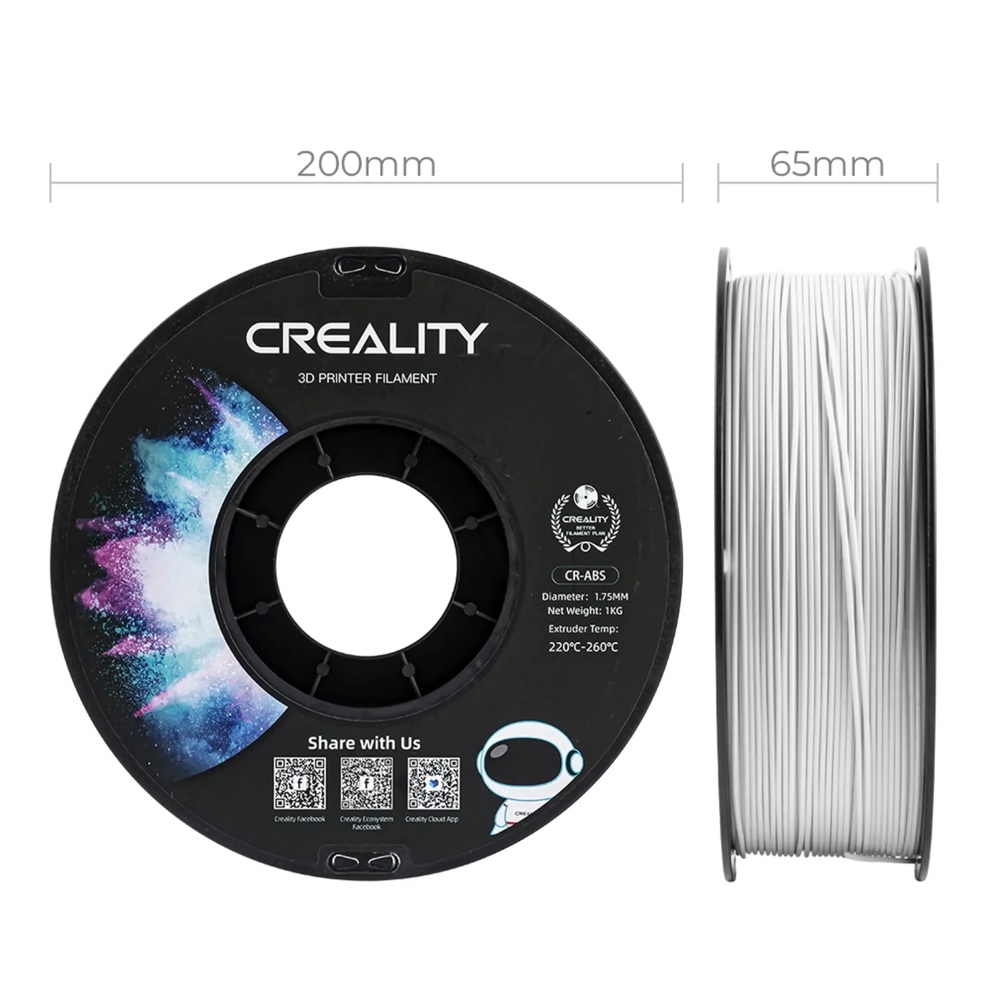 Filament Creality ABS, 1kg, 1.75mm, biały (3301020031) cena - zdjęcie 3