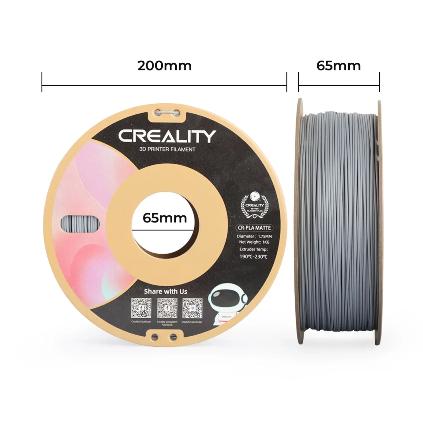 Filament Creality PLA Matted, 1kg, 1.75mm, szary (3301010299) cena - zdjęcie 4