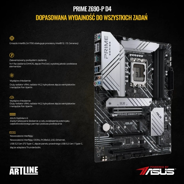 Komputer gamingowy ARTLINE Gaming X99 i9 13900KF RTX 4090 24GB GR321010 cena - zdjęcie 2