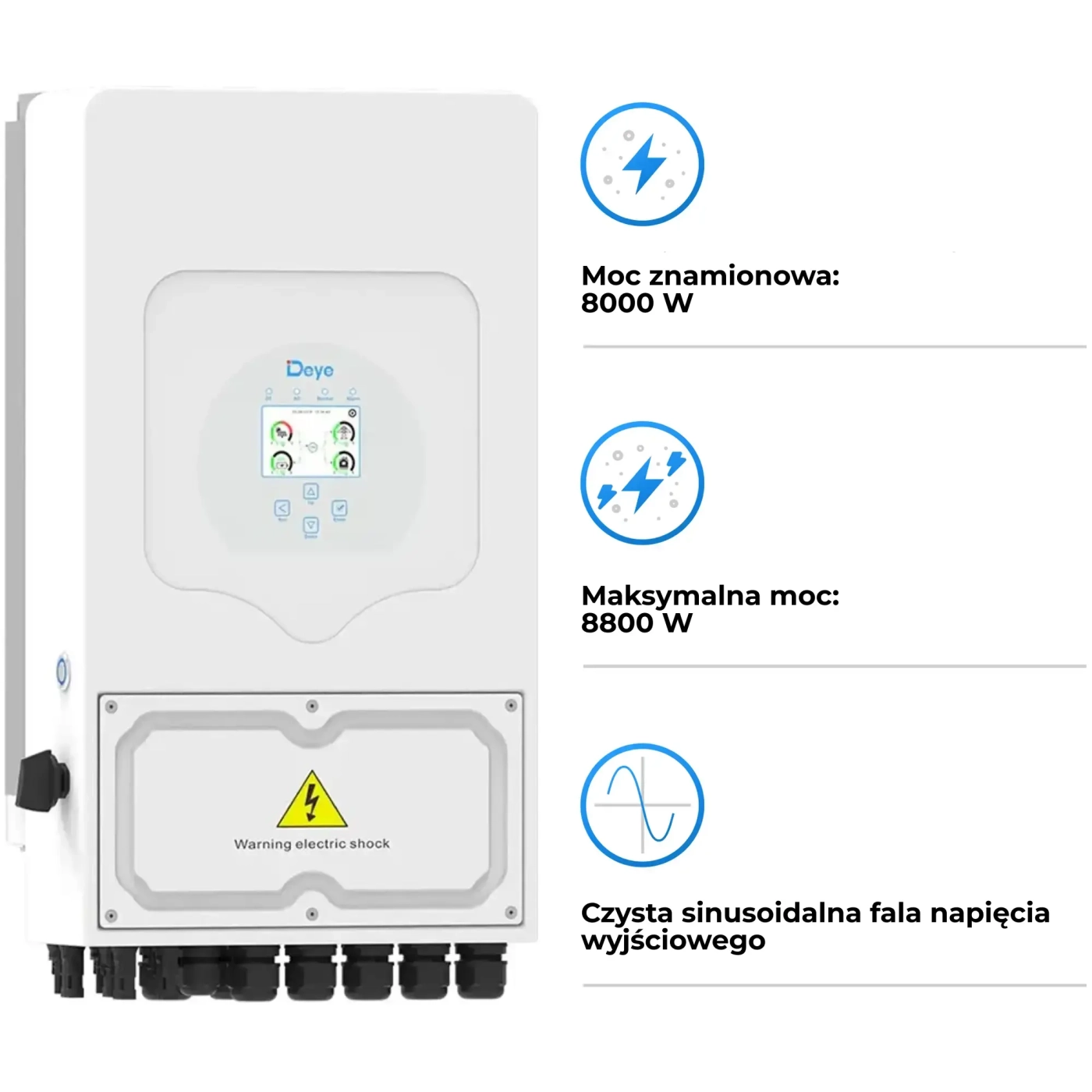 Falownik hybrydowy DEYE SUN-8K-SG05LP1-EU-AM2-P 8kW, 48V LV, 2 MPPT, Wi-Fi, 230V, 1-fazowy (SUN-8K-SG05LP1-EU-AM2-P) cena - zdjęcie 2