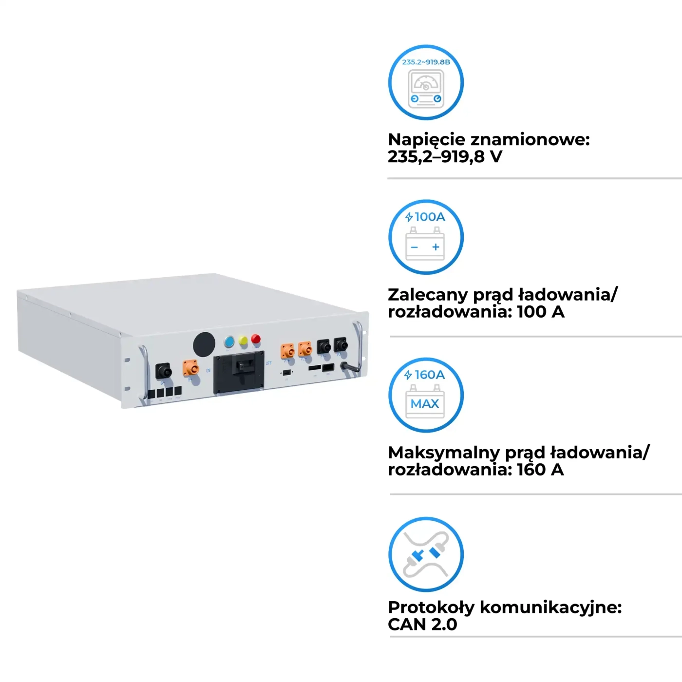 System zarządzania baterią (BMS) do baterii DEYE BOS-A 1000 V 160 A (BOS-A-PDU-2 1000 V/160 A) cena - zdjęcie 1