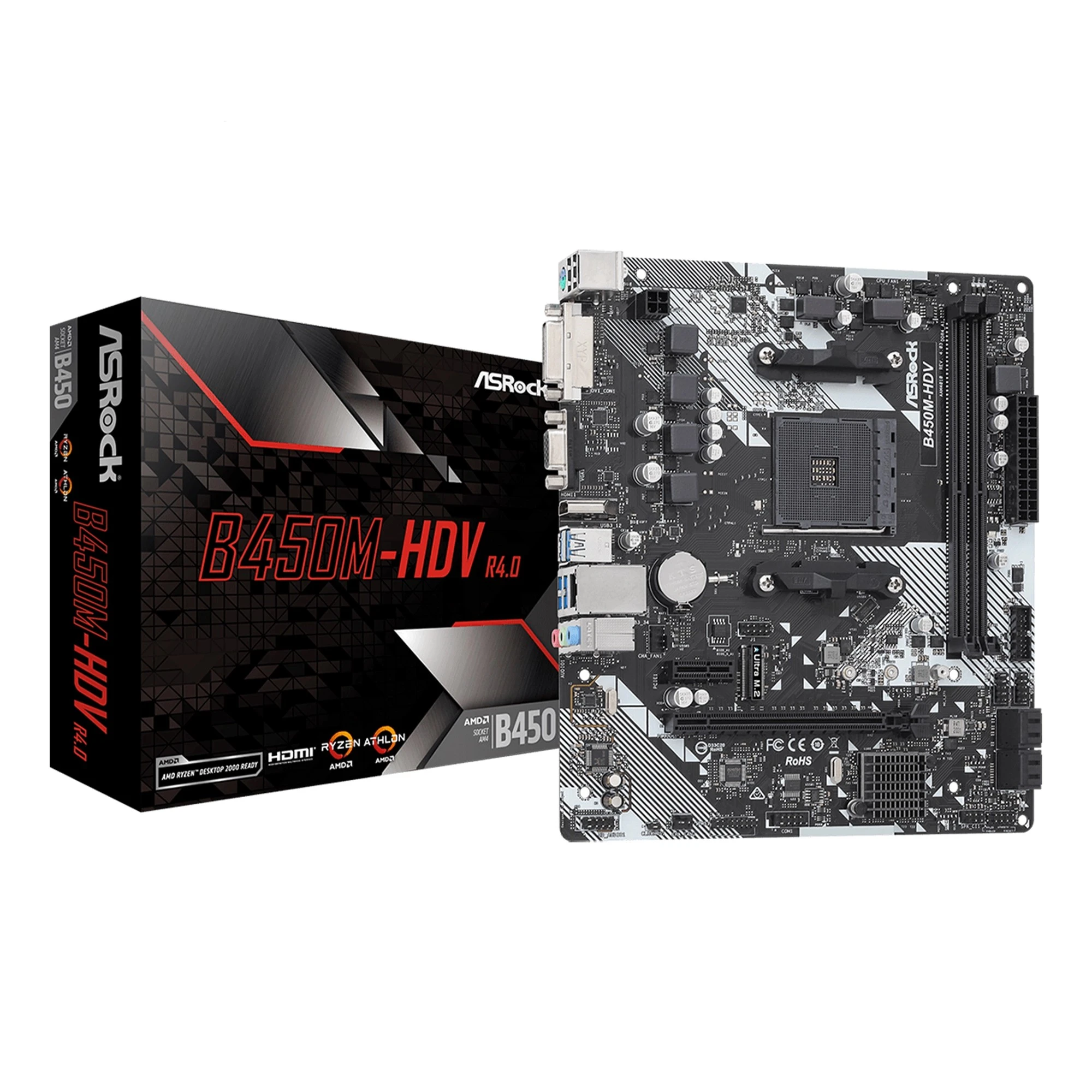 Płyta główna ASRock B450M-HDV R4.0 (sAM4, AMD B450, DDR4, mATX) cena - zdjęcie 0