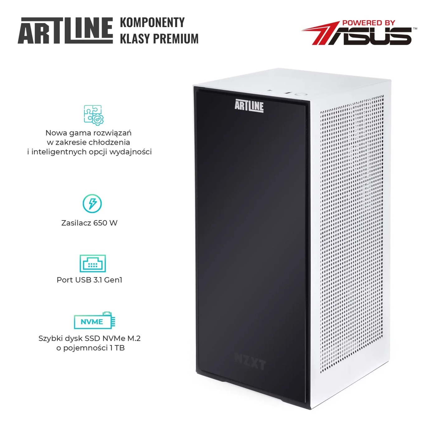 Komputer gamingowy ARTLINE Overlord H1 i5 13400F RTX 3060 12GB H1W3210 cena - zdjęcie 2